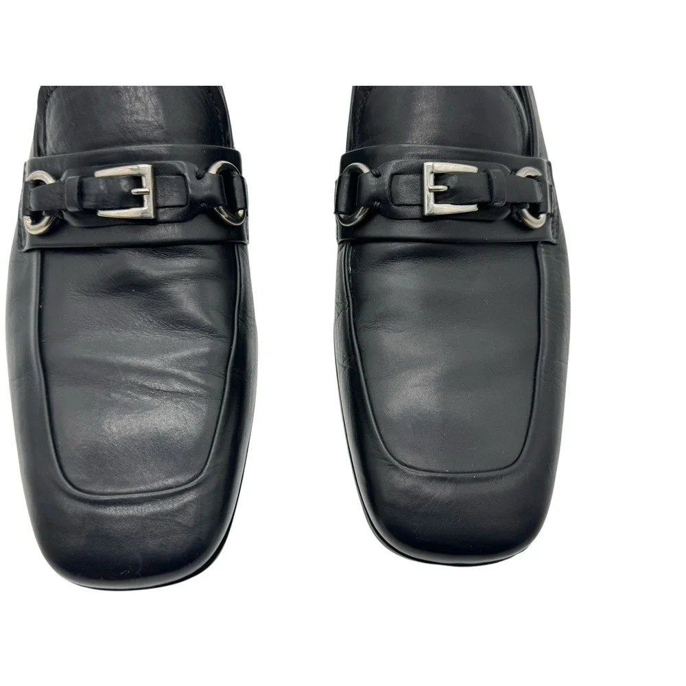 Prada Black Leather Buckle‎ Loafers Men's US 7 Made in Italy New In Box - Picture 5 of 13